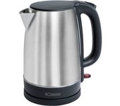 Bomann WKS 6043 Hervidor Agua Eléctrico, 1,7L,  Acero Inox., Resistencia Oculta, Inalámbrico, Apagado Automático, Plata, 2200W