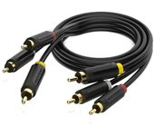 Cable estéreo vention bcabh/ 3x rca macho - 3x rca macho/ 2m/ negro