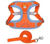 Naranja, XL Arnés de pecho para mascotas Arnés de ante para gatos y perros Correa de perro transpirable reflectante con cuerda para perros