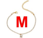 Tiny A-Z Initial Letter Anklets For Women Fashion Zircon Rhinestone Tennis Chain Anklet Bracelet Summer Beach Barefoot Jewelry