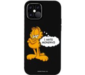Funda original compatible con iPhone 12 - 12 Pro Negro con un diseño de Garfield Hate Mondays