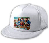 MERCHANDMANIA GORRA 5 PANELES REDECILLA TRASERA familia playa niños comida vacaciones verano estilo rapero