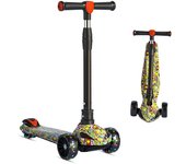 Patinete plegable para niños de 2 a 12 años, Scooter de 3 Ruedas with Flash, Altura ajustable
