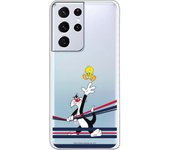 Funda original compatible con Samsung Galaxy S21 Ultra - S30 Ultra - Sylvestre y Piolin azul y rojo