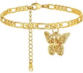 GOLDCHIC JEWELRY Pulseras de Pie para Mujeres, Tobilleras de Eslabones Cubanos/Italianos/Espigas 22cm Largo + 5cm Alargador