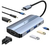 Docking USB Tipo-C Leotec LEDS04/ 2xUSB/ 1xUSB Tipo-C/ 1xUSB Tipo-C PD/ 1xHDMI/ 1xVGA/ 1xAudio/ Azul