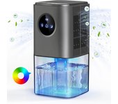 Deshumidificador de aire resistente al moho, deshumidificador eléctrico portátil de 1,7 L silencioso para dormitorio/baño/sótano con temporizador LED de 7 colores y función de apagado automático - (gris)