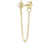 Earcandy Jewelry Pendiente Piercing Plata 925 Baño Oro 18k | Estrella Polar Perla Nacarada