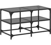 vidaXL Mesa de centro superficie de vidrio acero 78,5x40x45 cm Transparente, Negro, Mesita de Salón o Comedor o Auxiliar Mesa de Café Meuble Salón