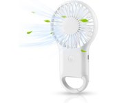 Ventilador de mano portátil Mini ventilador silencioso, recargable por USB con 3 velocidades, con mosquetón portátil, adecuado para el hogar, la oficina y los viajes (blanco)