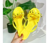 rivet flip-flops rivet jelly thong sandals with bow summer bow flat beach rain boots