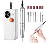 Taladro de uñas portátil eléctrico recargable: taladro de uñas inalámbrico profesional de 30000 RPM, juego de taladro de uñas E-File con 7 brocas para uñas, pulido