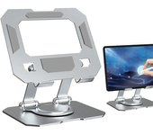 360 Degree Rotating Metal Hollowed Out Tablet Desktop Holder Adjustable Folding Monitor Stand for ipad Xiaomi Phone Universal