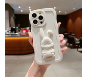Deluxe Wave Cute Squatting Rabbit Stand Phone Case For iPhone 15 14 13 12 11 Pro Max 7 8 Plus Rolling Wave Soft Silicone Case