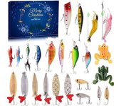 Caja de Rego de Pesca, Calendar de Adviento de Pesca, juego de cebo de Pesca, equipo de Pesca para adultos y niños, accesorios de Pesca (24 piezas)