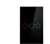 AC100-240 Touch Switch Power Led Panel Wall Light Switches Tempered Black White Crystal Glass 1/2/3 Gang Interruttore Switch