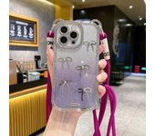 Phone Strap Phone Lanyard Electroplated Bowknot Gradient Phone Case For iPhone 16 15 13 13 12 11 Pro Max 16 Plus Shockproof Case