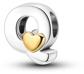 New 925 Sterling Silver Cute Gold Lucky Heart 26 Letter Series Charms Beads Fit Pan Original Bracelets DIY Gifts Fine  Jewelry
