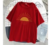 Sunset On The Coastline Printed Women T-Shirts Street Cotton Kawaii Short Sleeve Fashion Oversized Tops Loose Sports T Shirt