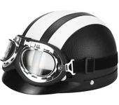 Motorcycle Helmet Men And Women Classic Leather Vintage Open Face Half Helmet Motor Scooter Electric Scooter Helmet Goggles New