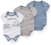 Kiddiezoom 3 Pcs/Lot Uniex Fashion Casual Cute Short Sleeve Baby Boy Girl Bodysuits Soft Infant Onesies