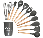 Set De Utensilios De Cocina Ecológicos De Silicona 12PCS Con Manos De Madera Antiadherentes Para Revolver Huevos Y Otras Tareas De Cocina