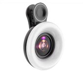 Anillo de Luz LED with Clip para teléfono móvil, lámpara de Luz de repuesto with Lens Macro de 15X, 53 LEDs, recargable, para selfi, en Vivo, 3 en 1