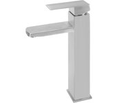 Grifo de lavabo alto, grifo de baño, grifo de lavabo monomando, altura de salida de agua 215 mm, grifo de lavabo de acero inoxidable, apto para agua fría y caliente, cromado