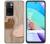 Funda Silicona para Xiaomi Redmi 10 (2021/2022) diseño Corazones Madera Dibujos
