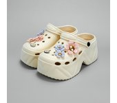 New Fashionable Pink and Purple Flower High Heeled Imitation Leather Pattern Clogs X8809