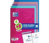 Oxford pack 4+1 cuadernos espiral formato folio cuadriculado 4x4mm - 80 hojas - tapa blanda - colores tendencia surtidos