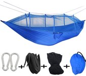 Hamaca con mosquitera para exteriores, ligera, de nailon, doble, para acampar, con mosquitera, portátil, para viajes al aire libre, adecuada para terrazas y exteriores.