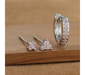 3PCS Fashion Stainless Steel U-shape Hoop Earrings Set for Women Black Crystal Pendant Huggie Piercing Earring Women's Jewelry