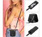 Hanging Rope Zipper Flip Leather Wallet Stand Card Holder Phone Bags Case for Samsung Galaxy Z FLIP 3 4 5 6