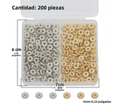 200PCS 6MM Snowflake Gold/Silver Plated CCB Spacer Loose Beads DIY Set Box For Bracelet Necklace Jewelry Making Accessories
