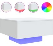 vidaXL Mesa de centro con luces LED 55x55x31 cm Blanco, Negro, Roble Sonoma Mesita de Salón o Comedor o Auxiliar Mesa de Café Meuble Salón