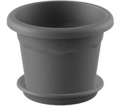 Plastiken Pack Maceta Redonda con Plato Antracita Terra 20 X 15 Cm
