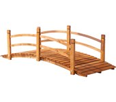 Outsunny Puente de Aro de Madera con Pasamanos Puente de Jardín para Decoración Patio Carga 200 kg 185x72x58 cm Natural