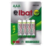 Elbat pack de 4 pilas recargables lr03 aaa 1000mah