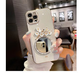 Fashion Luxury 3d Birds Peach Blossom Rhinestone Mirror Girl Phone Cover Case for Iphone 15 14 13 12 11Pro Max Soft   Back Cover