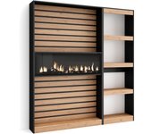 Skraut Home - Librería estantería - Estanteria y organización libros de pared - 170x186x25cm - Salón - Comedor - Oficina - Chimenea eléctrica XXL efecto fuego 3d - Estilo Moderno - Varios colores disponibles