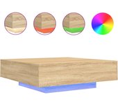 vidaXL Mesa de centro con luces LED 100x100x31 cm Blanco, Negro, Roble Sonoma Mesita de Salón o Comedor o Auxiliar Mesa de Café Meuble Salón