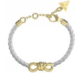 Pulsera Guess Mujer MODERN LOVE JUBB04003JWYGWHT-U Acero Inoxidable dorado nudo infinito piel blanca