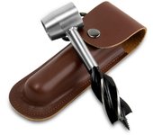 Taladro manual Bushcraft para trabajar la madera: broca helicoidal multiusos con estuche de cuero, herramientas manuales de supervivencia, llave inglesa