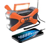 Radio de emergencia de 10000 mA, generador de manivela multifunción, linterna solar, radio meteorológica portátil AM/FM/NOAA con cargador de teléfono celular