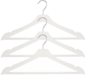 CABLEPELADO Pack 3 Perchas de Madera Organizador con Barra pantalón, Juego de 3 Perchas de Madera con Barra para Pantalones, Perchas Madera Armario, Gancho Giratorio 360°, Madera Blanco, 3 Unidades