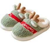 Zapatillas de Navidad con forma de reno para hombre y mujer, suaves y cálidas, sin cordones, para interior y exterior, con forro de lana
