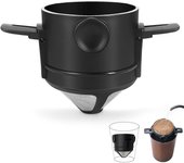 Cafetera de goteo reutilizable, filtro de café cónico portátil de acero inoxidable con soportes plegables, cafetera sin papel para 1 o 2 tazas