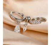 3PCS Stainless Steel Teardrop Waterdrop Hoop Earrings Set For Women Zircon Huggie Pendant Piercing Earring Trendy Jewelry