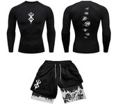 Anime 3D Printed Men's Compression Set Long/short Sleeve Gym Top+Workout Shorts Quick Drying Rash Guard Set